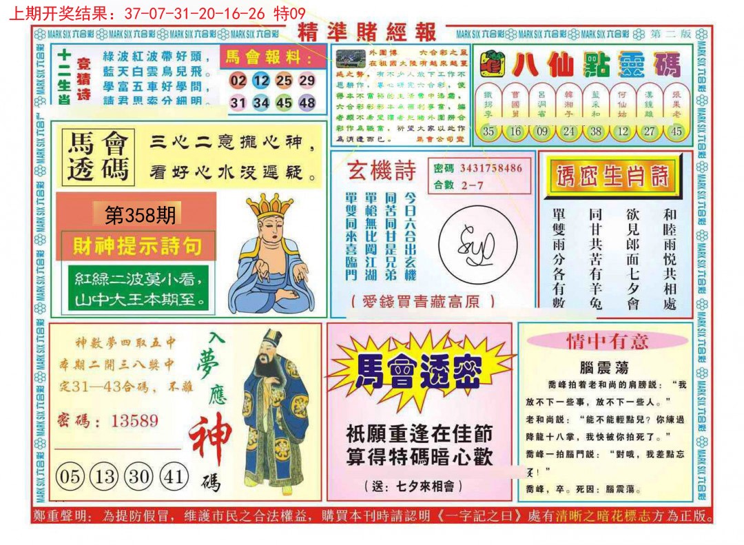 2024358期精准赌经报B
