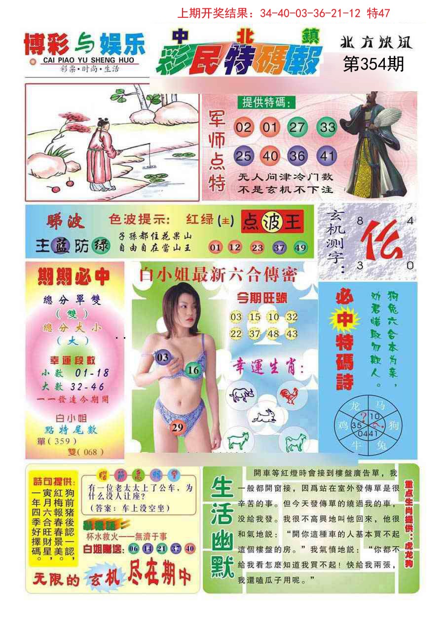 2024354期中北彩民特码报