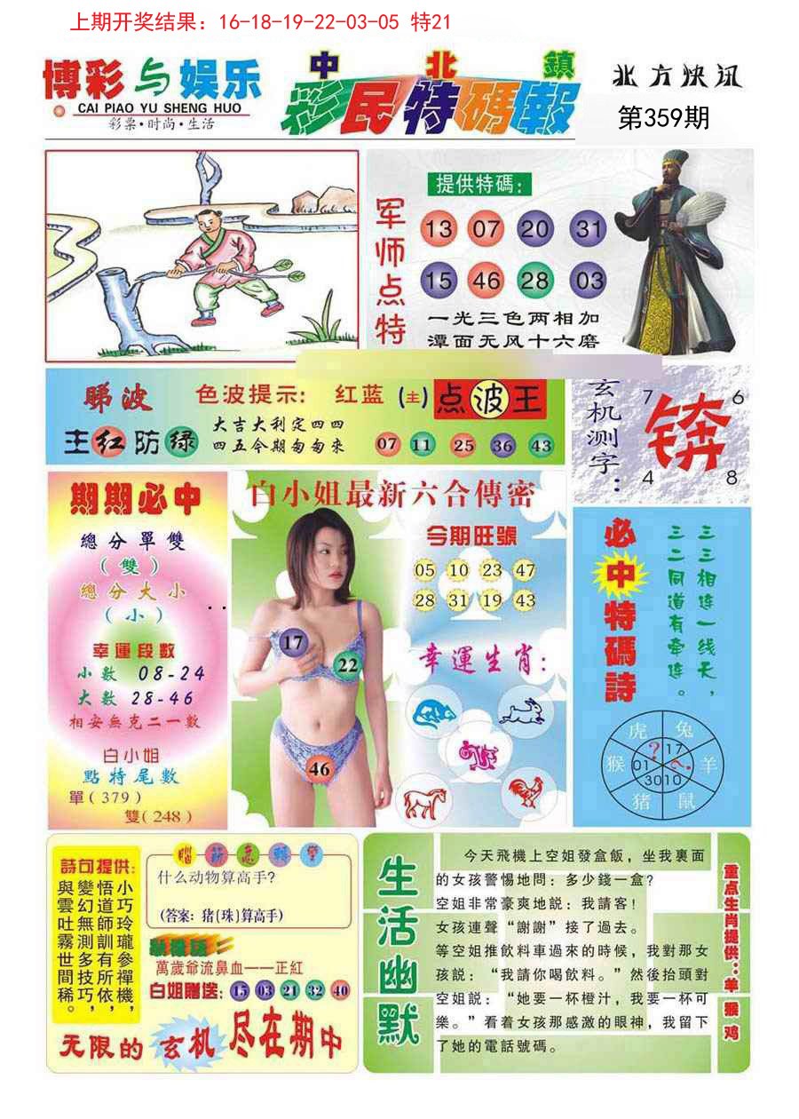 2024359期中北彩民特码报