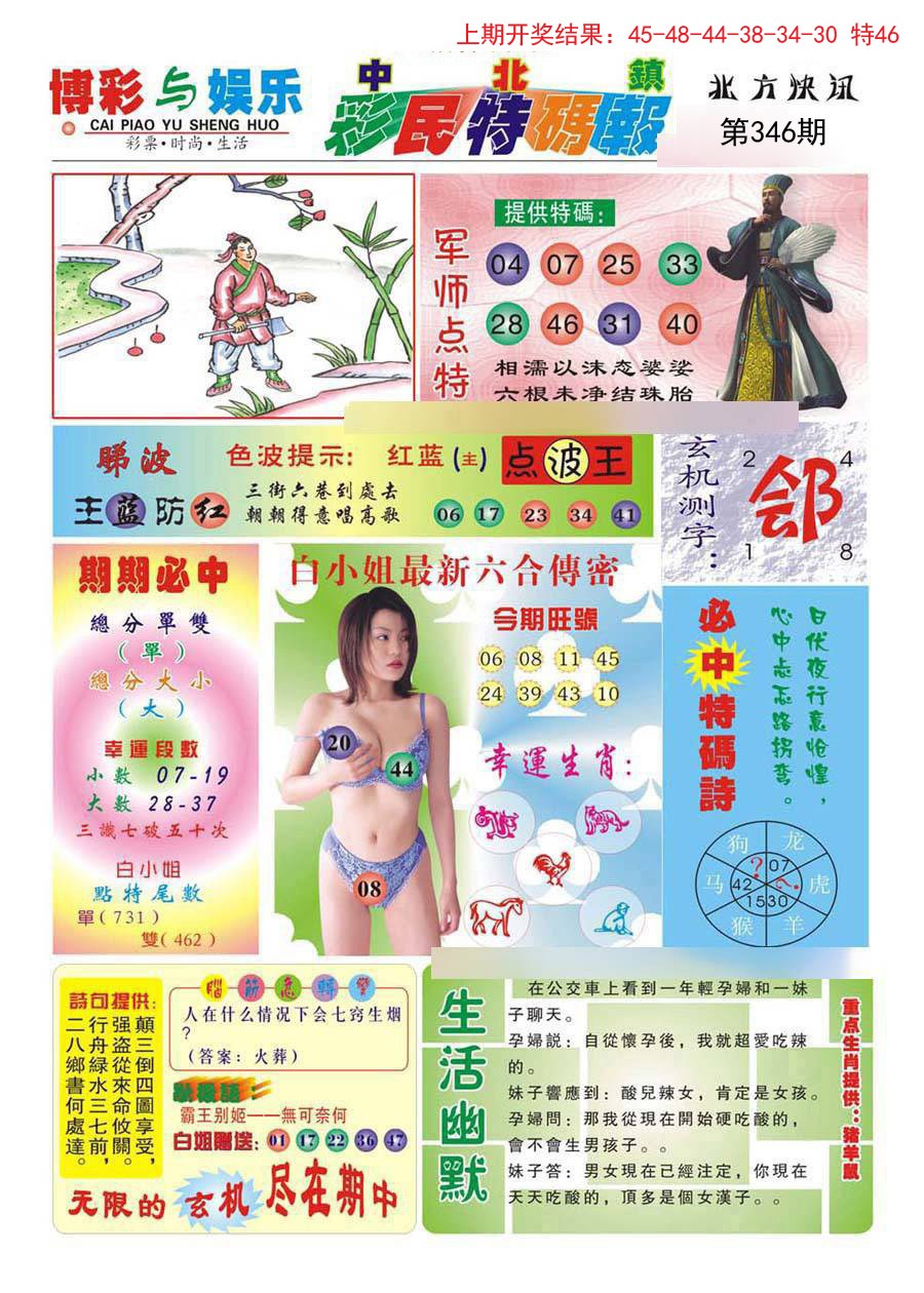 2024346期中北彩民特码报