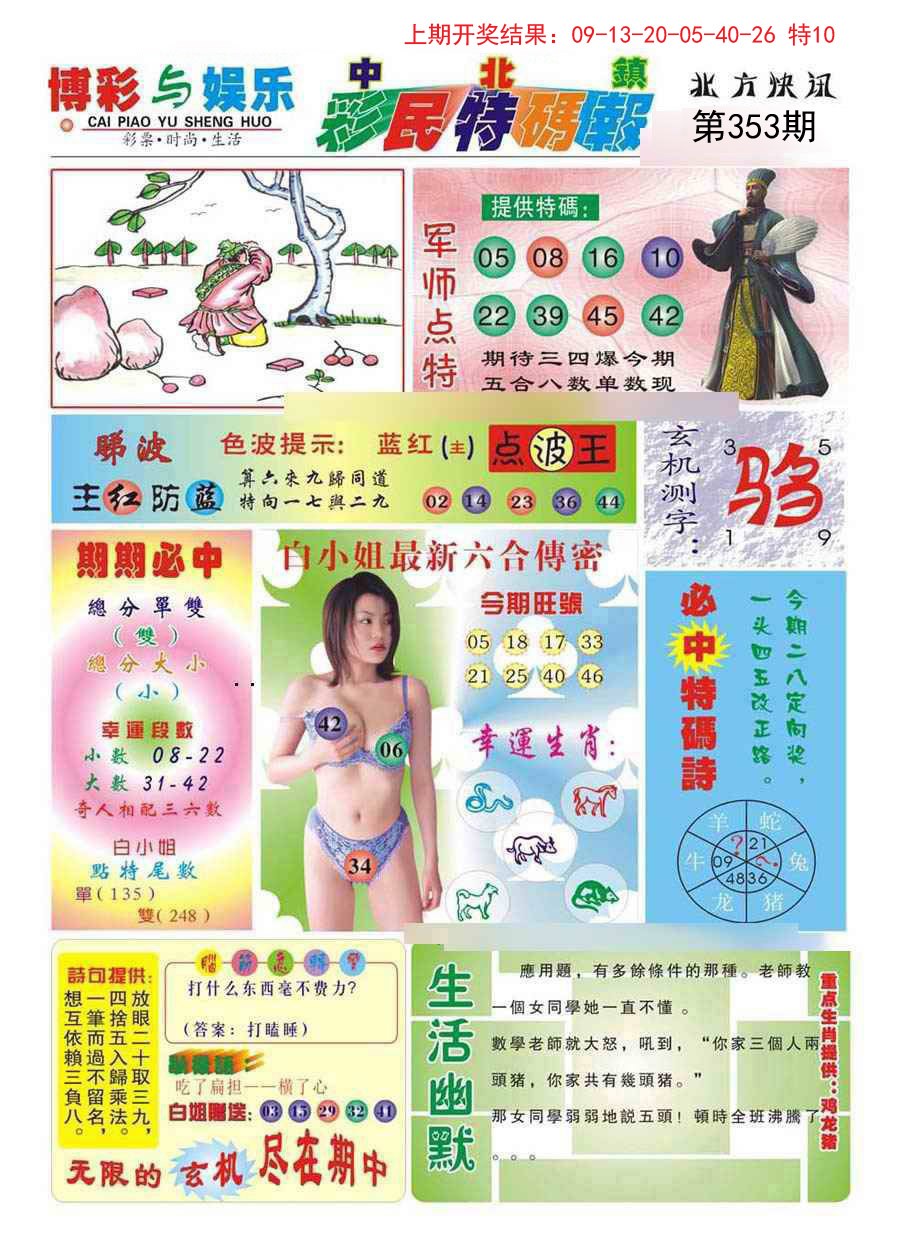2024353期中北彩民特码报