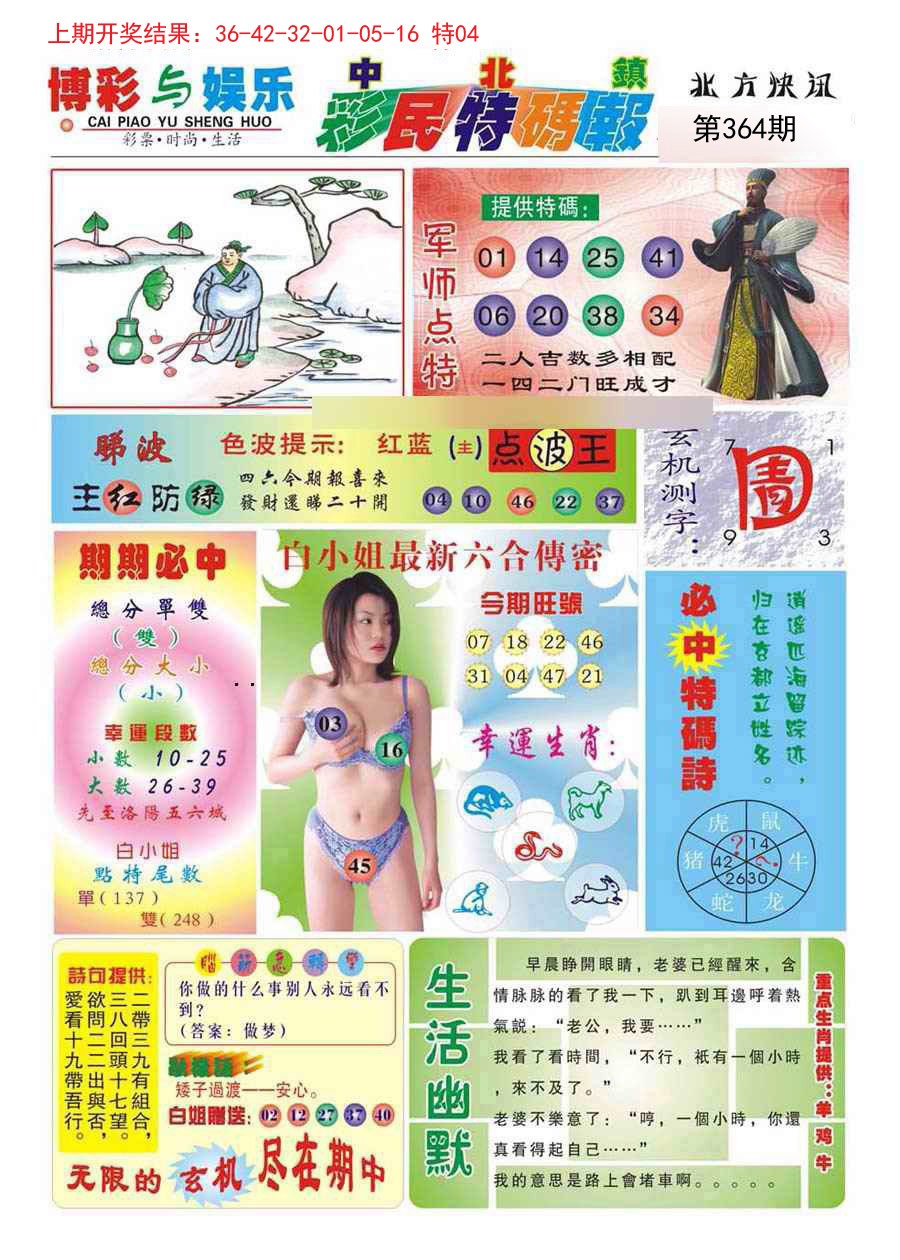2024364期中北彩民特码报