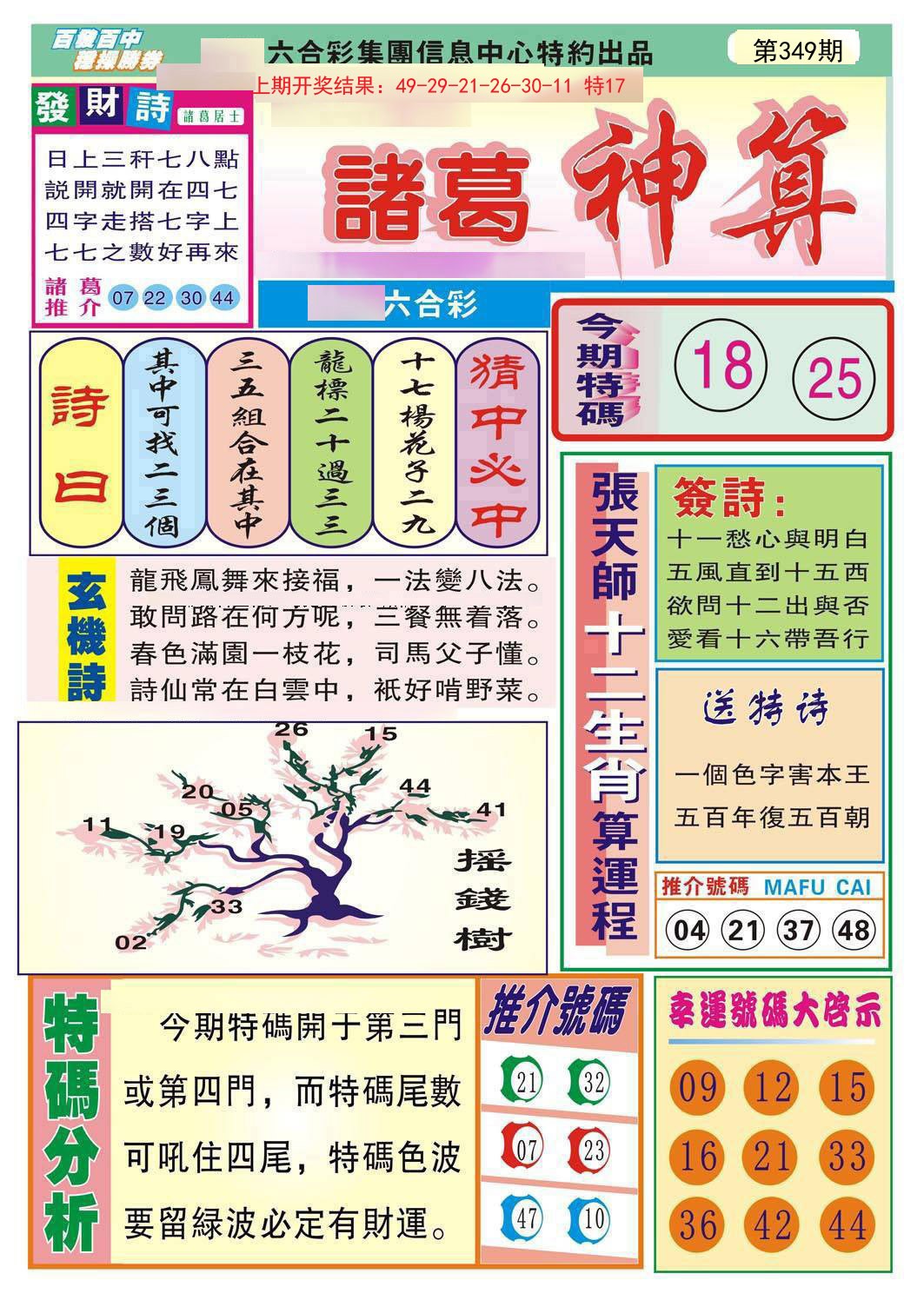 2024349期诸葛神算