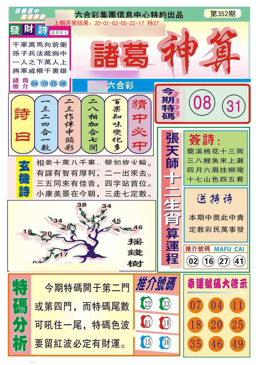 2024352期诸葛神算