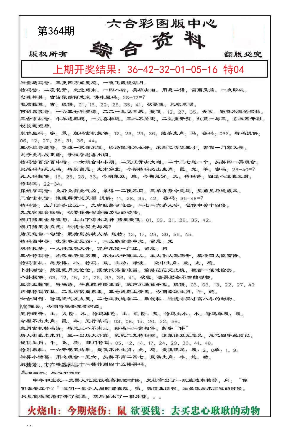 2024364期内部综合资料
