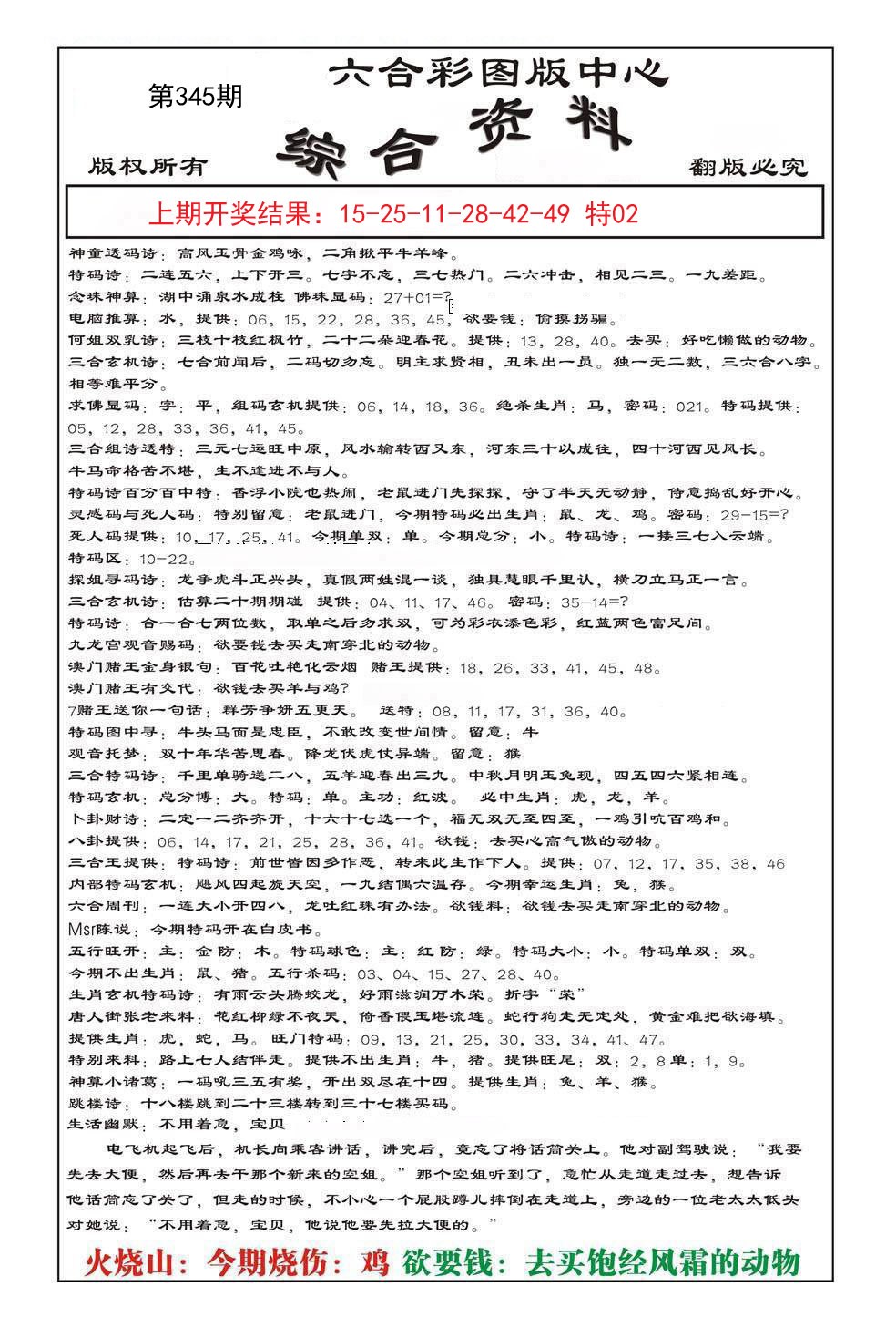 2024345期内部综合资料