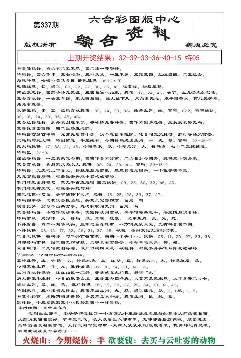 2024337期内部综合资料