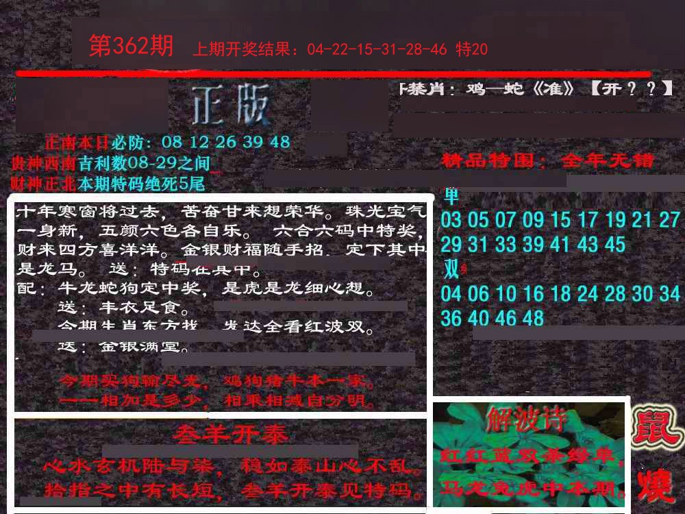 2024362期新港内幕