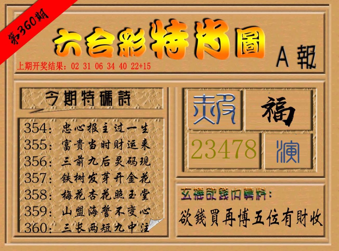 2024360期六合彩特肖图a