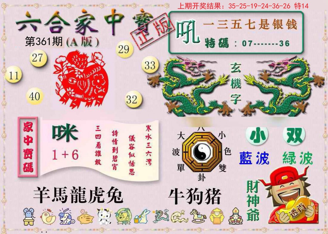 2024361期六合家中宝A