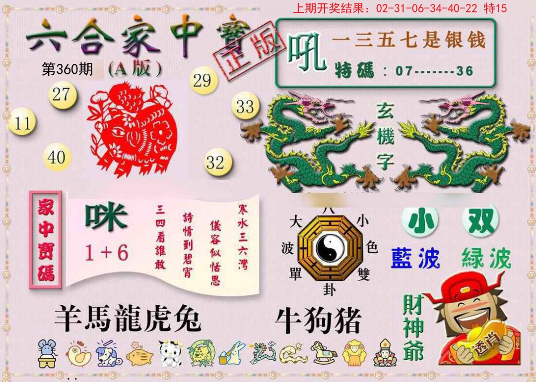 2024360期六合家中宝A