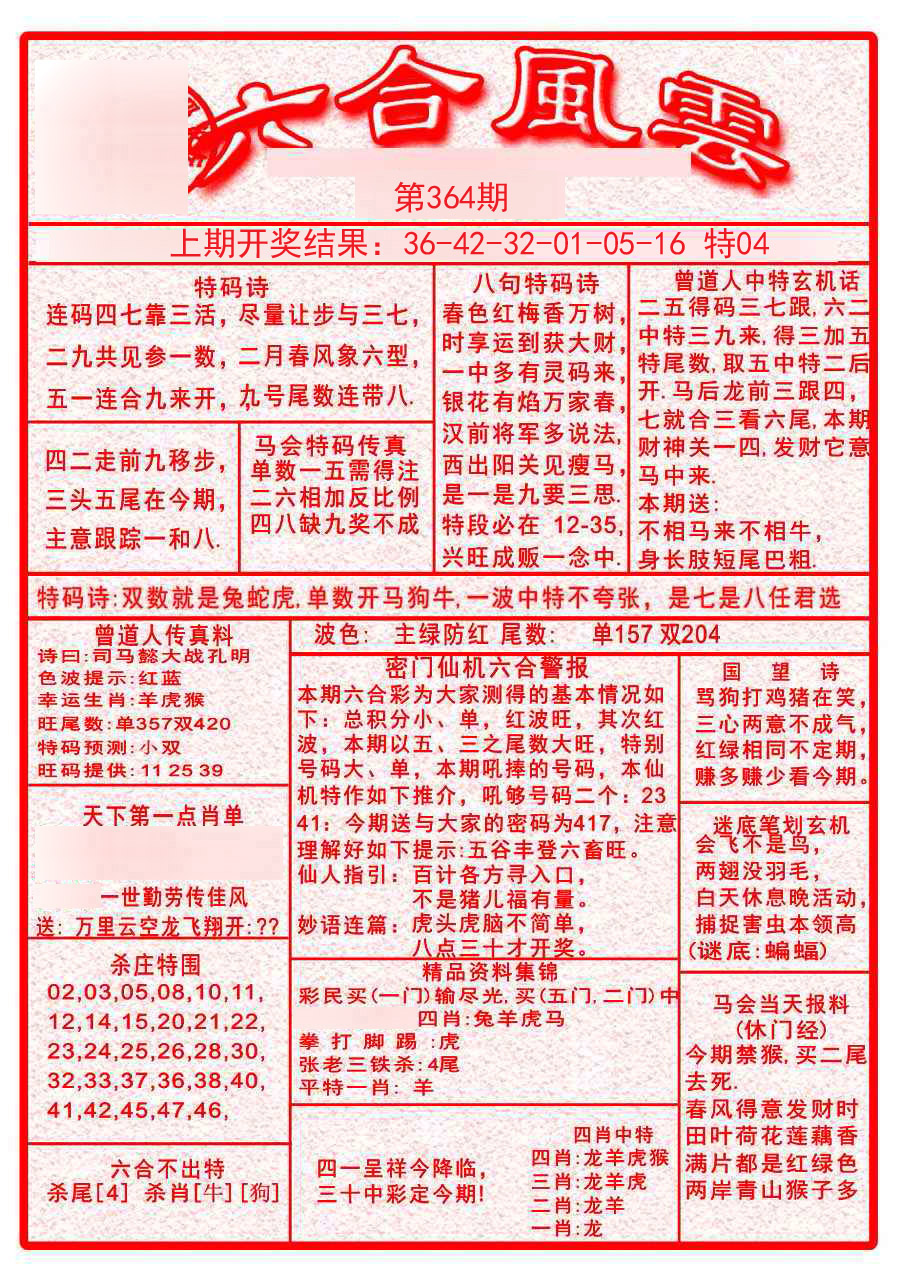 2024364期六合风云A