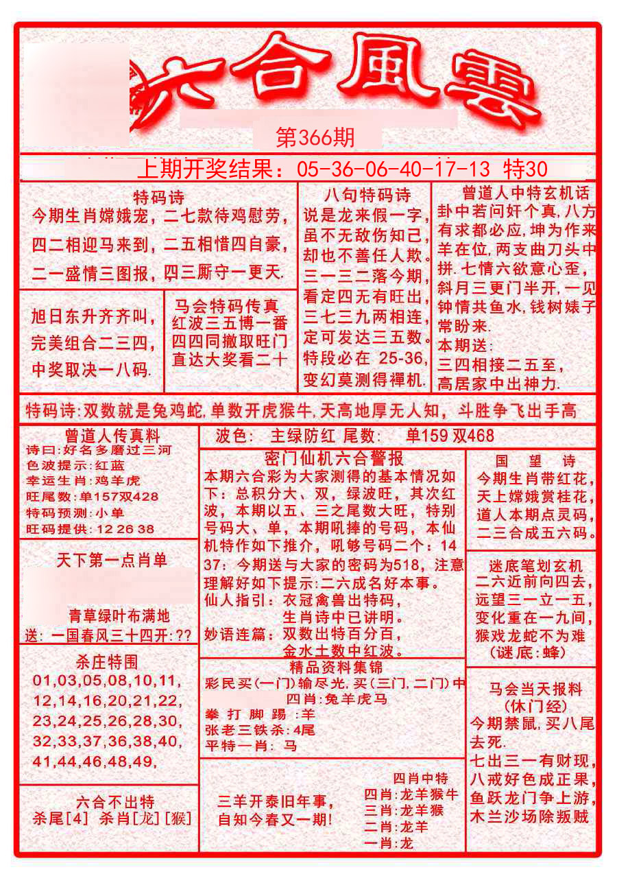2024366期六合风云A