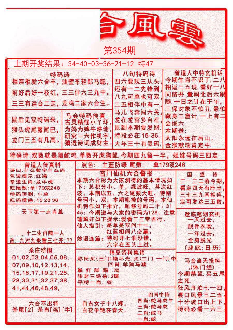 2024354期六合风云A