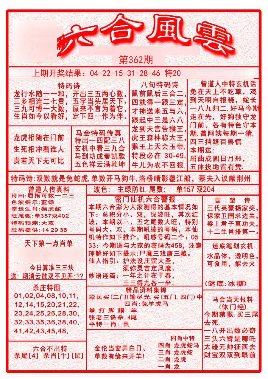 2024362期六合风云A