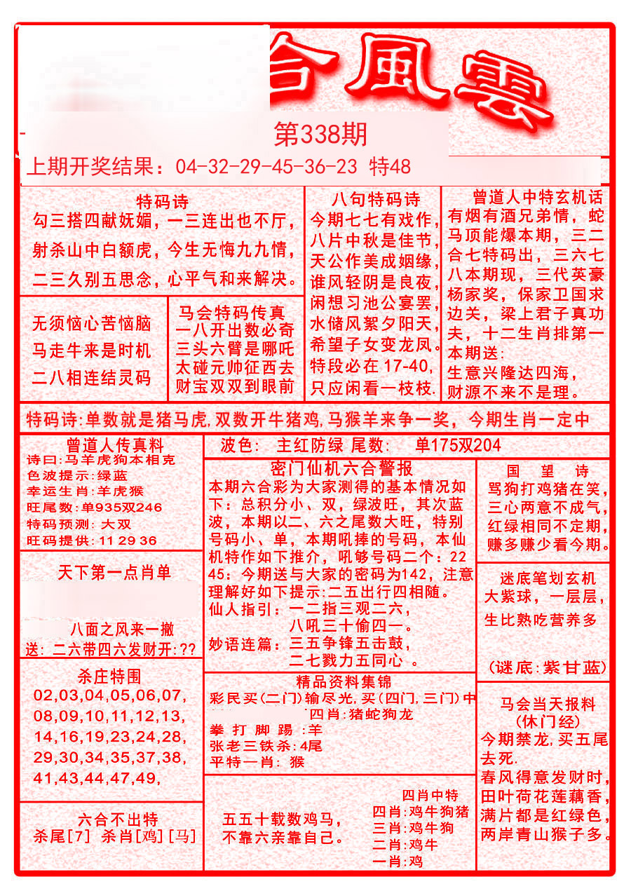 2024338期六合风云A