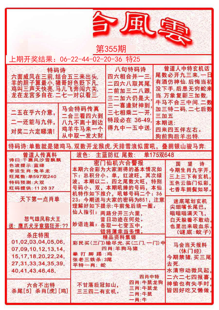 2024355期六合风云A
