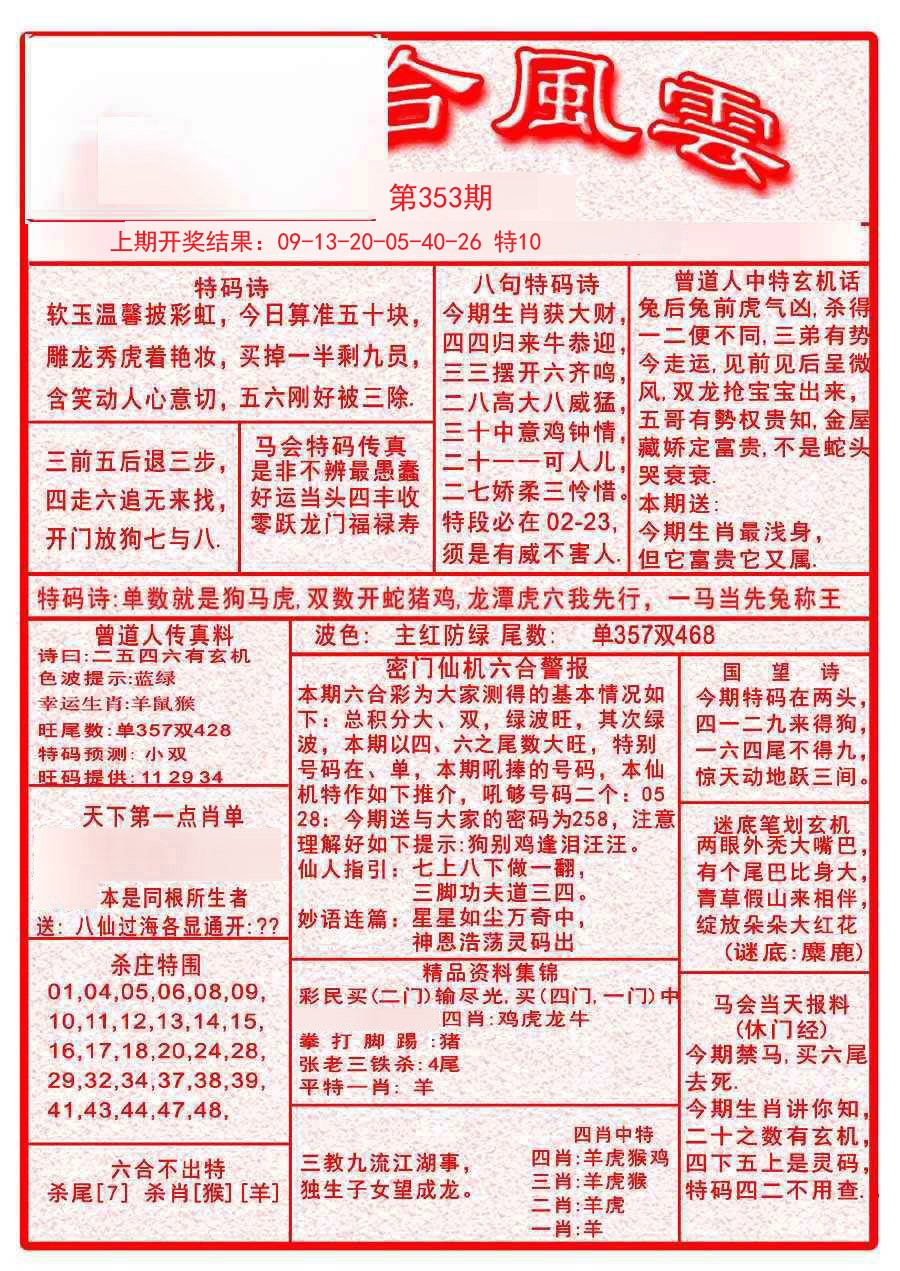 2024353期六合风云A
