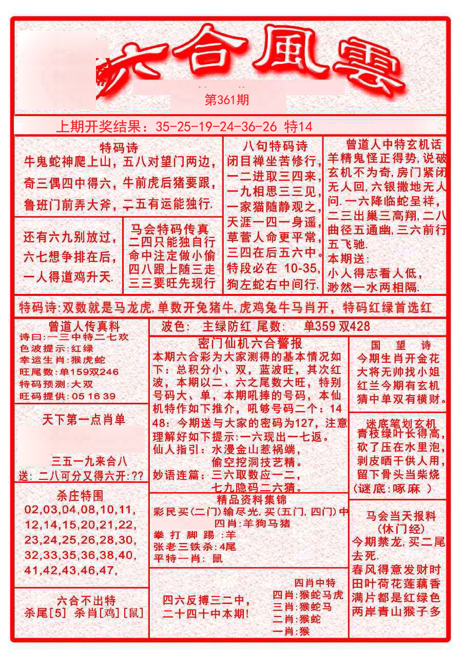 2024361期六合风云A