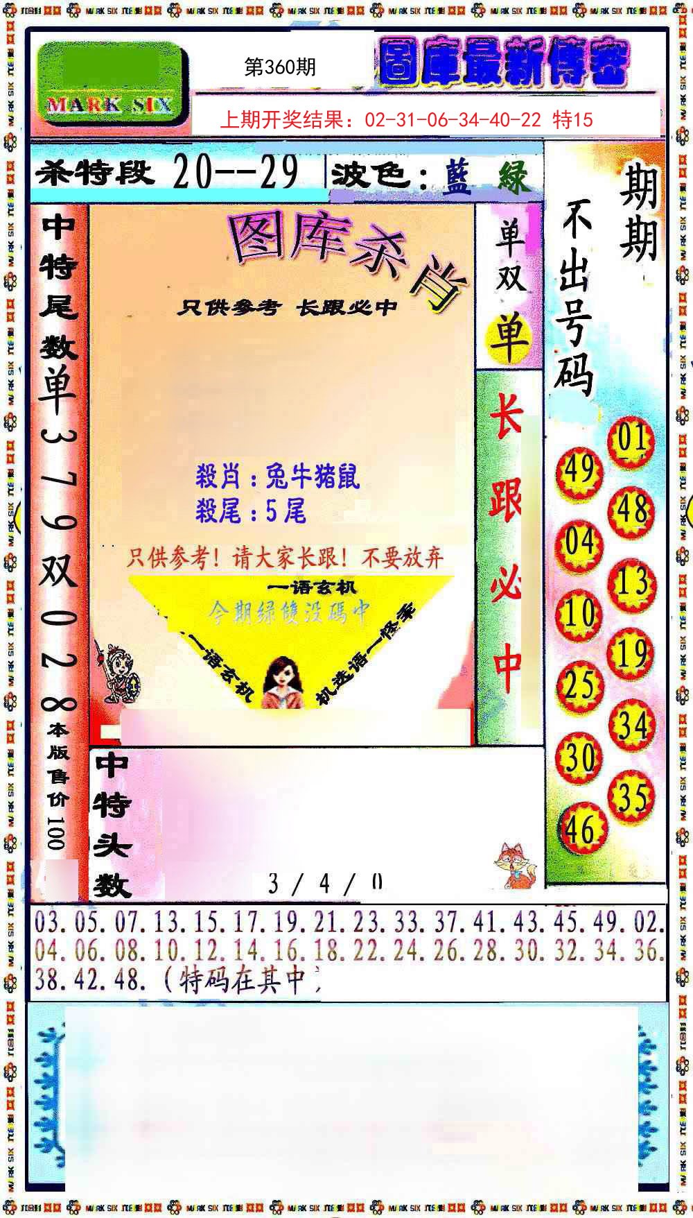 2024360期最新传密绝杀6肖