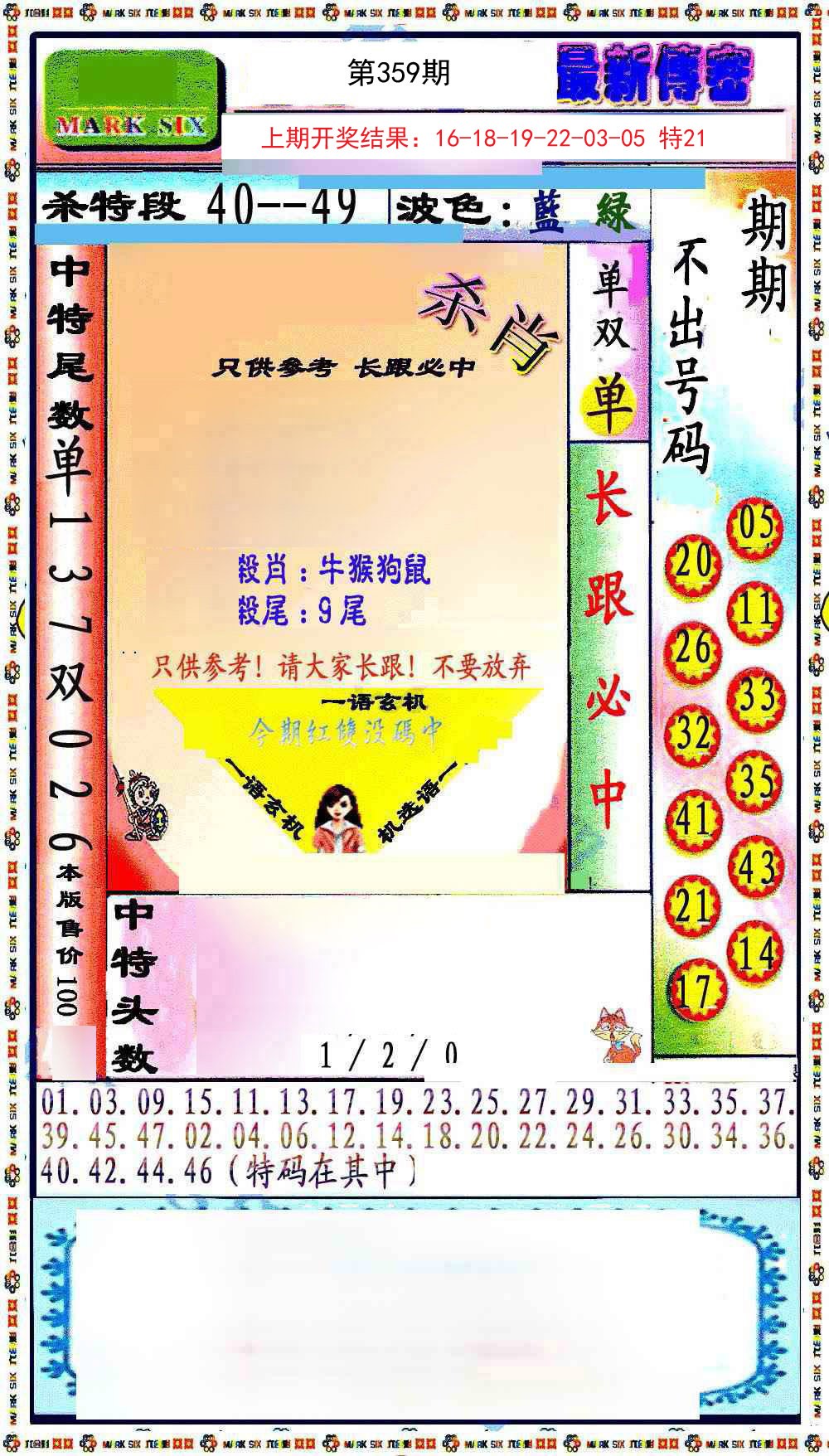2024359期最新传密绝杀6肖