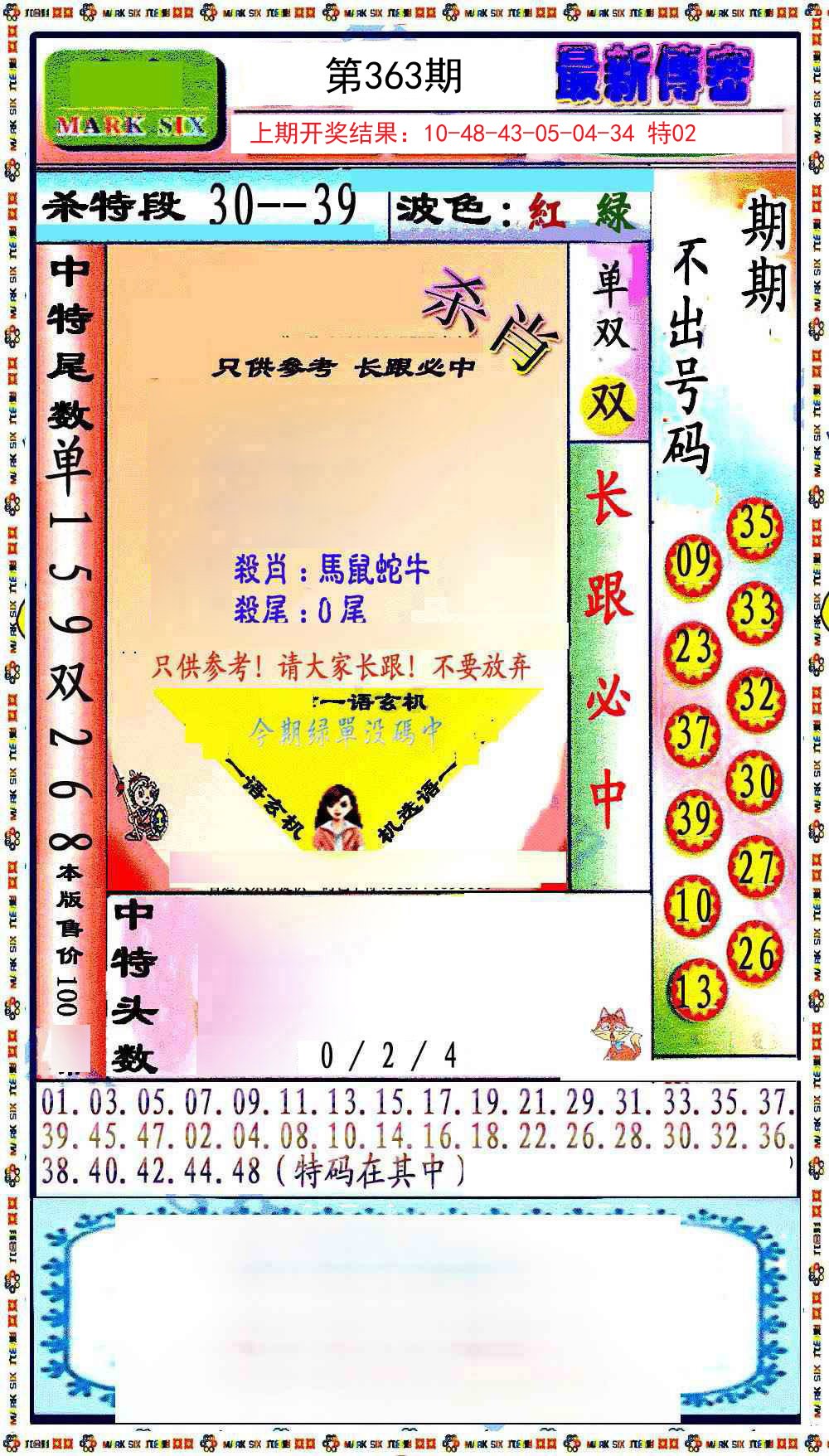 2024363期最新传密绝杀6肖
