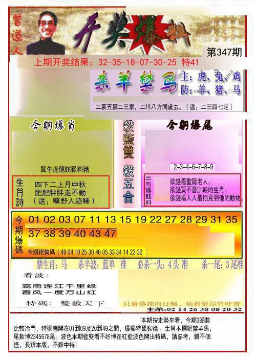 2024347期开奖爆料(新图推荐)