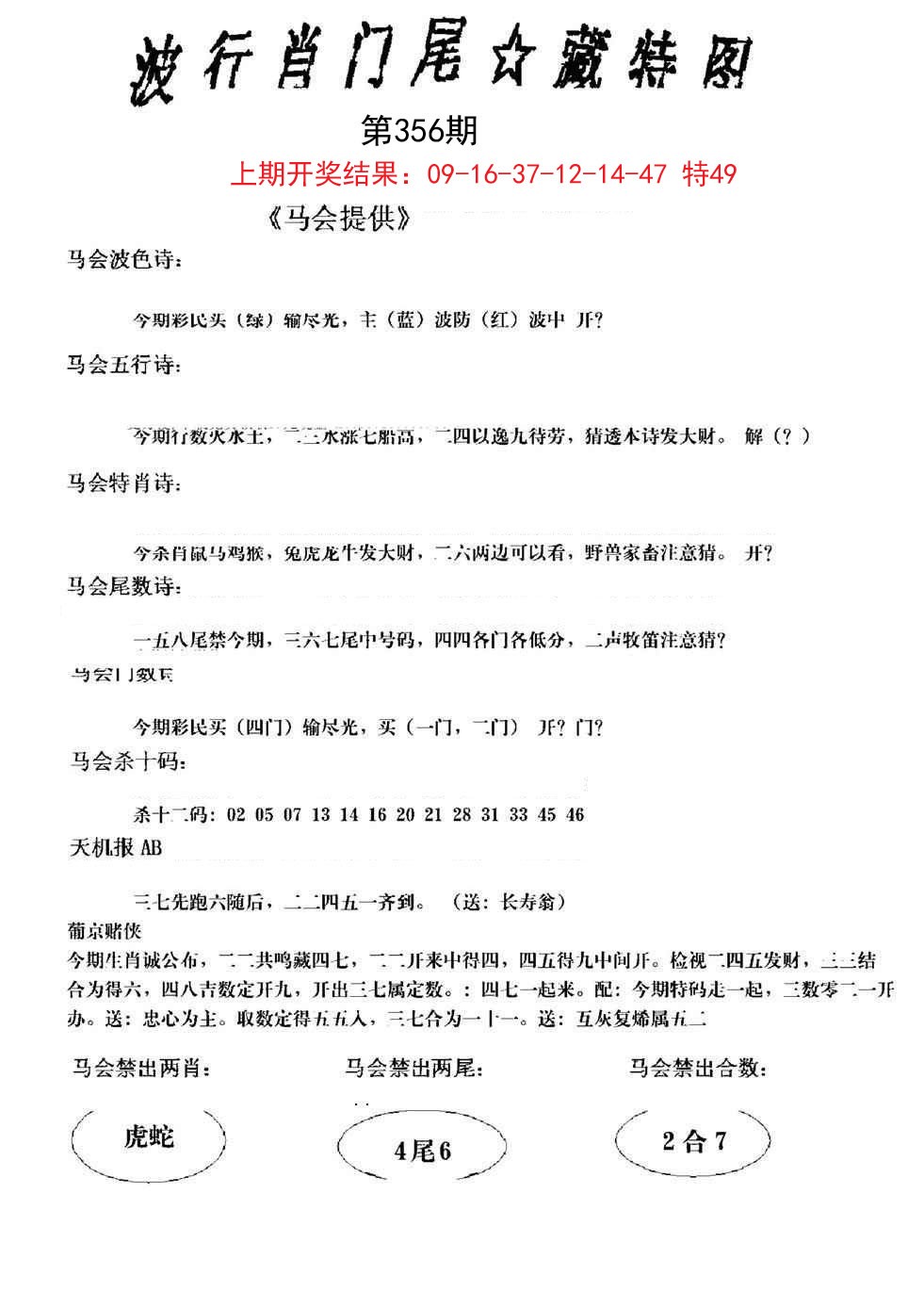 2024356期波行肖尾藏特图