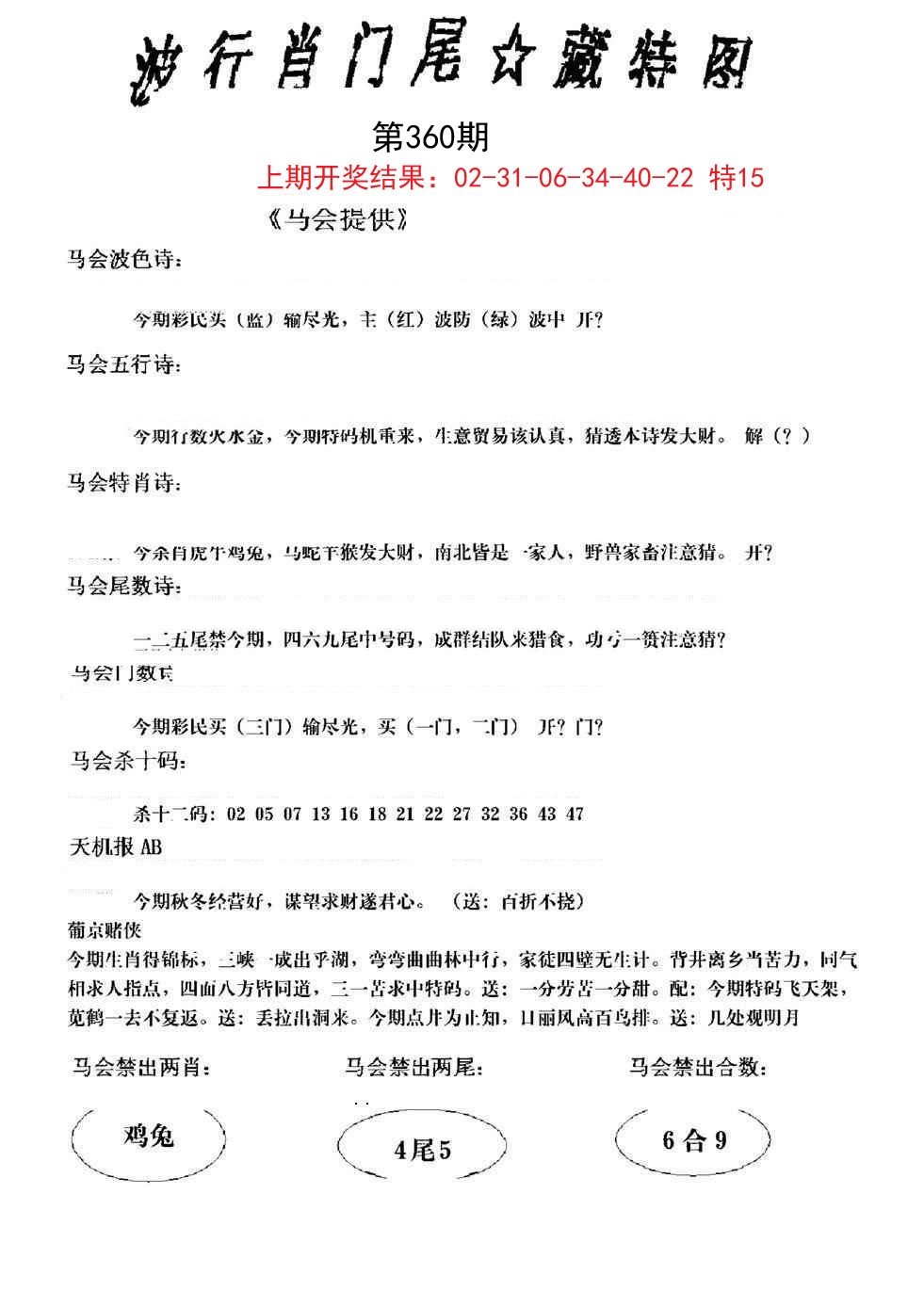 2024360期波行肖尾藏特图