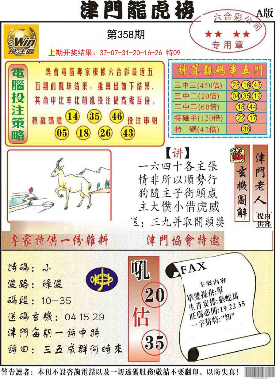 2024358期津门龙虎榜A