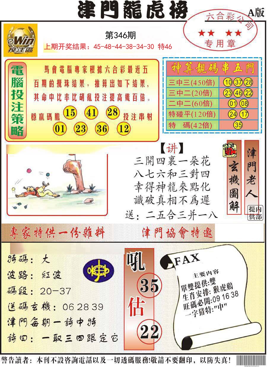 2024346期津门龙虎榜A
