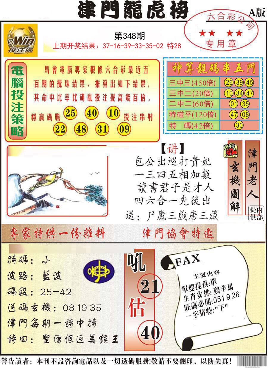 2024348期津门龙虎榜A