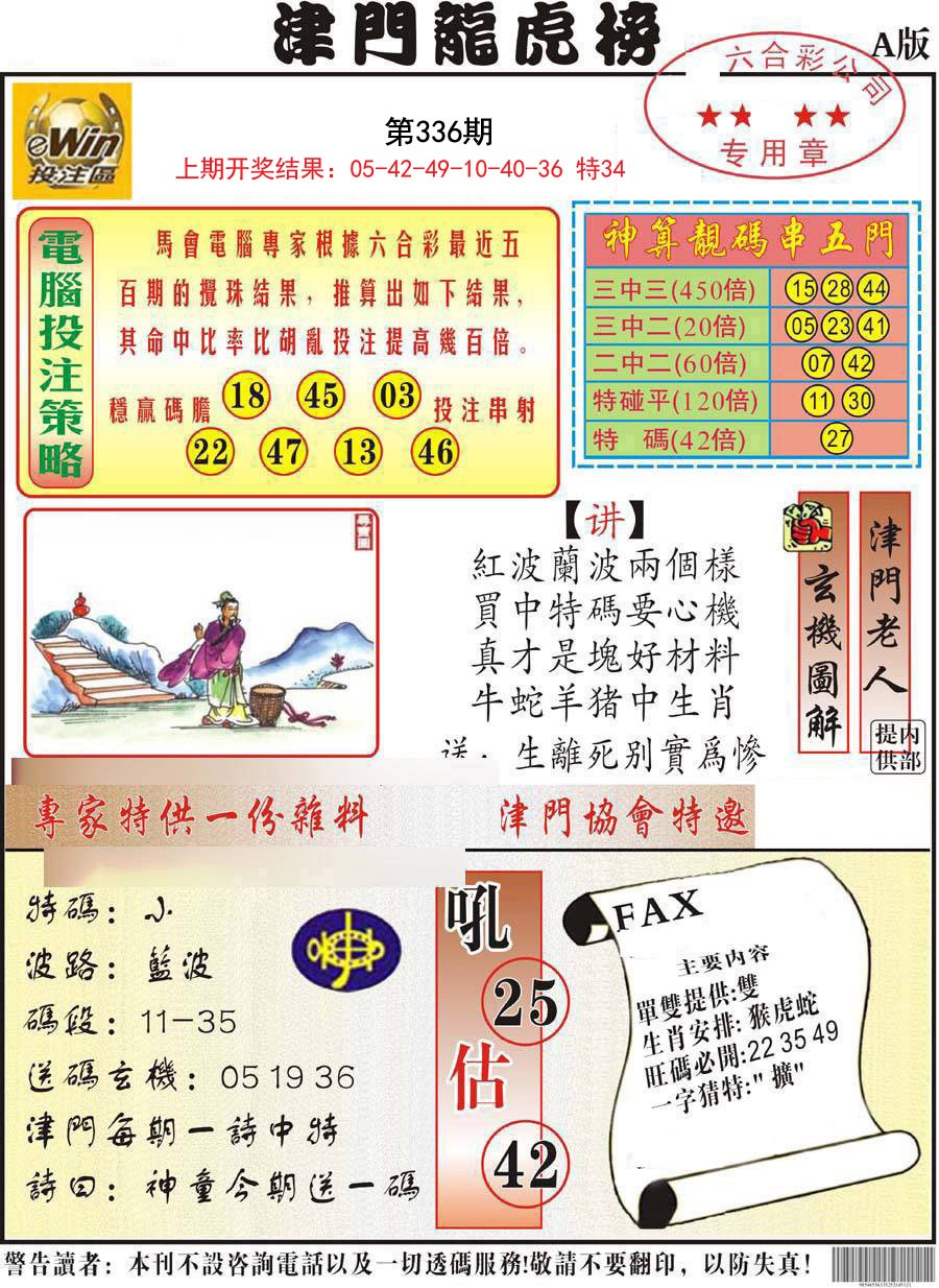 2024336期津门龙虎榜A