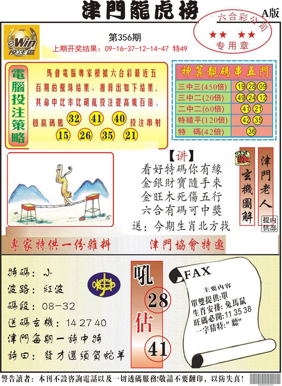 2024356期津门龙虎榜A