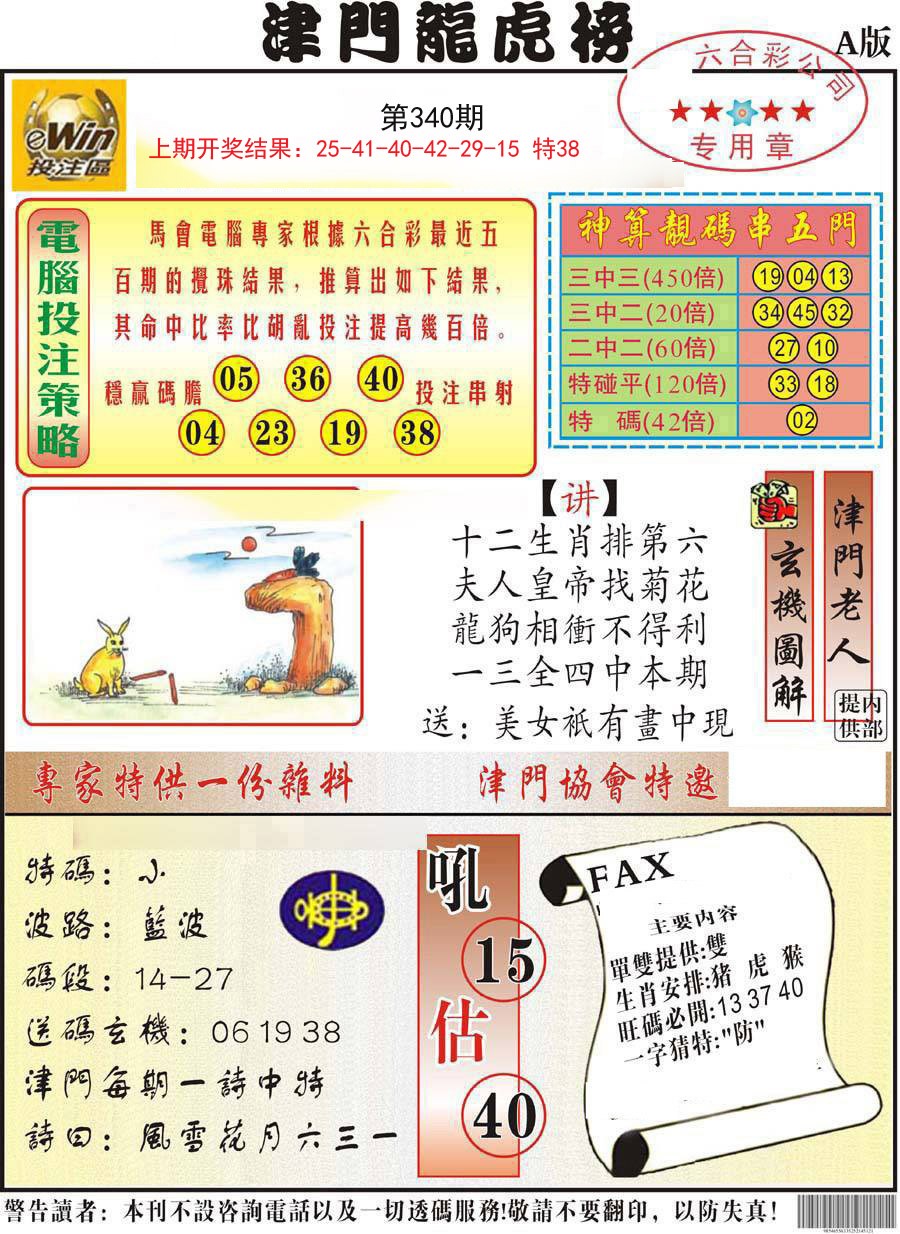 2024340期津门龙虎榜A