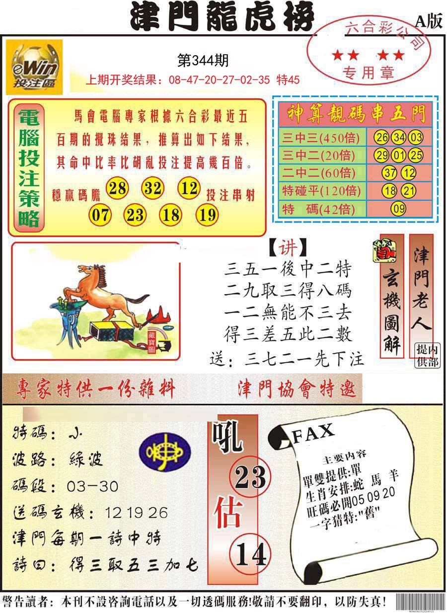 2024344期津门龙虎榜A