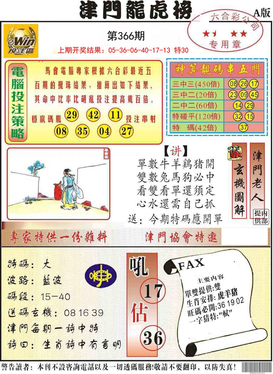 2024366期津门龙虎榜A