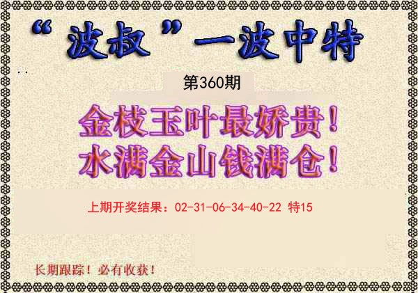 2024360期波叔一波中特