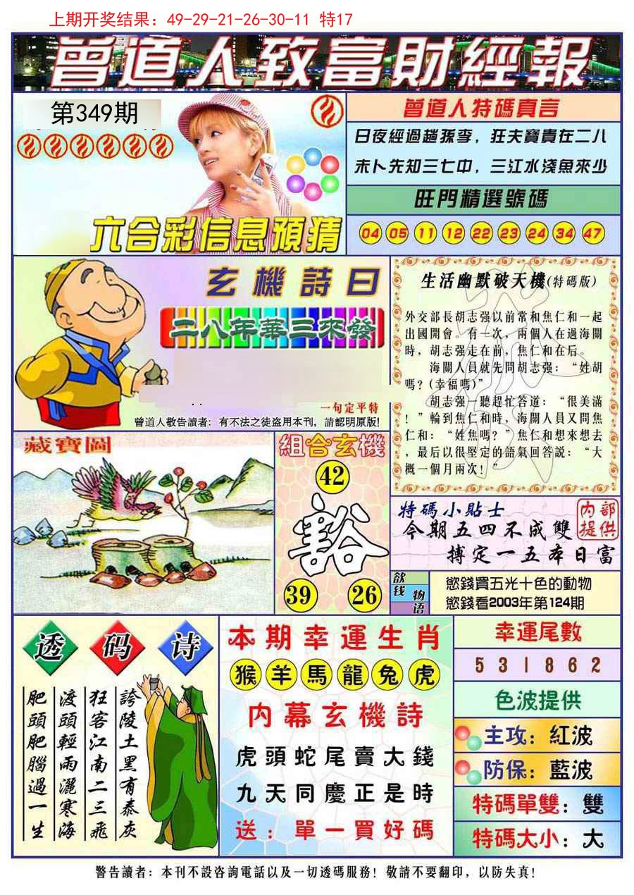 2024349期曾道人致福财经