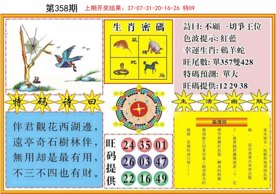2024358期台湾八卦解宝图