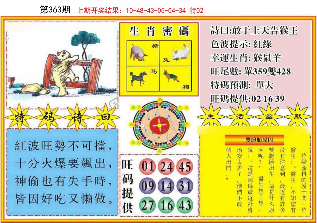2024363期台湾八卦解宝图