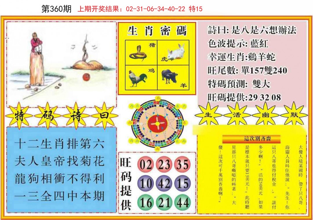 2024360期台湾八卦解宝图