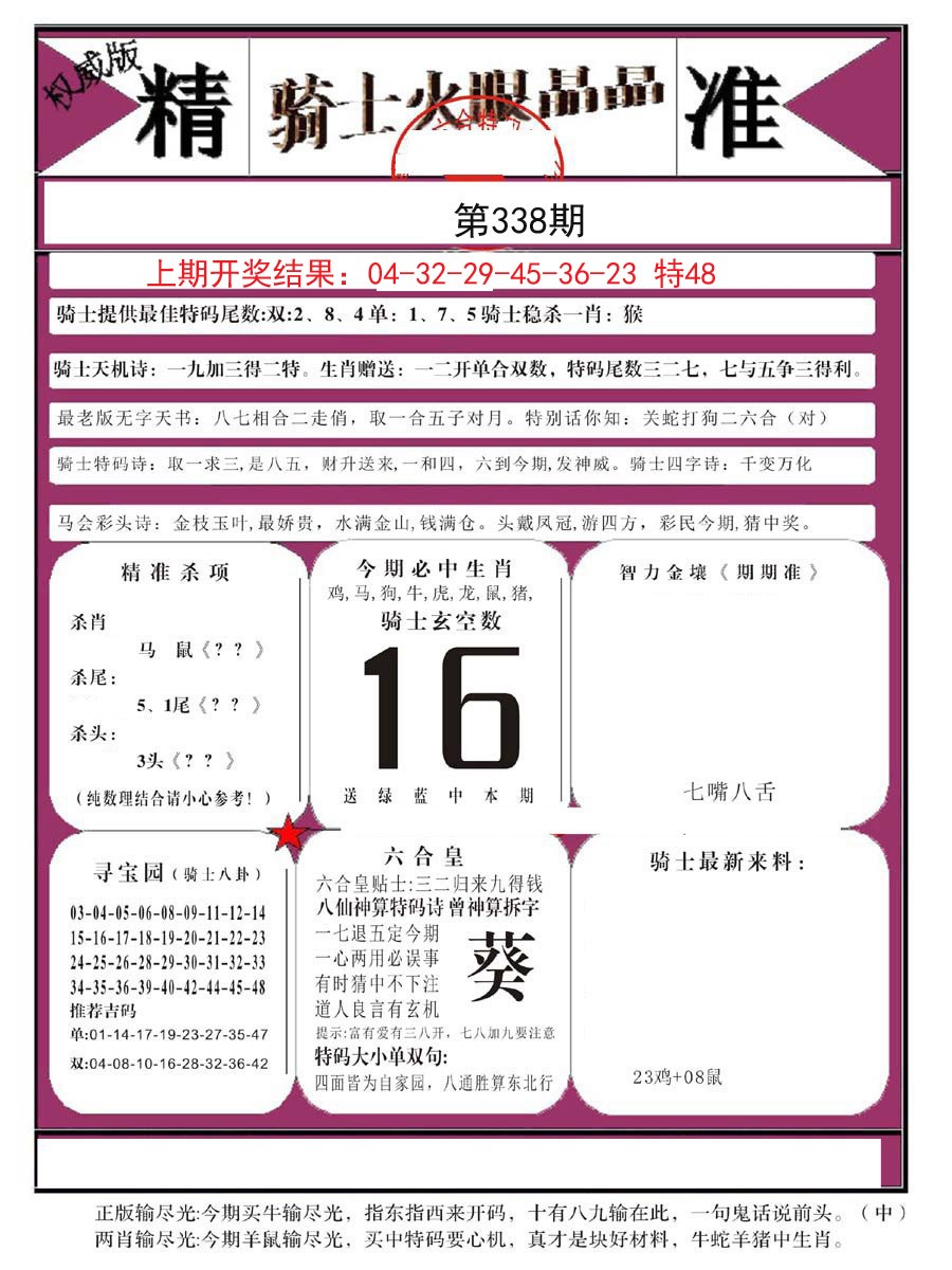 2024338期骑士火眼晶晶B
