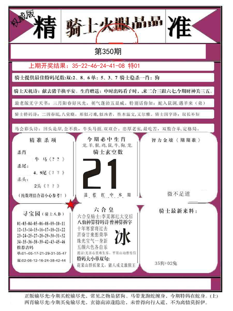 2024350期骑士火眼晶晶B