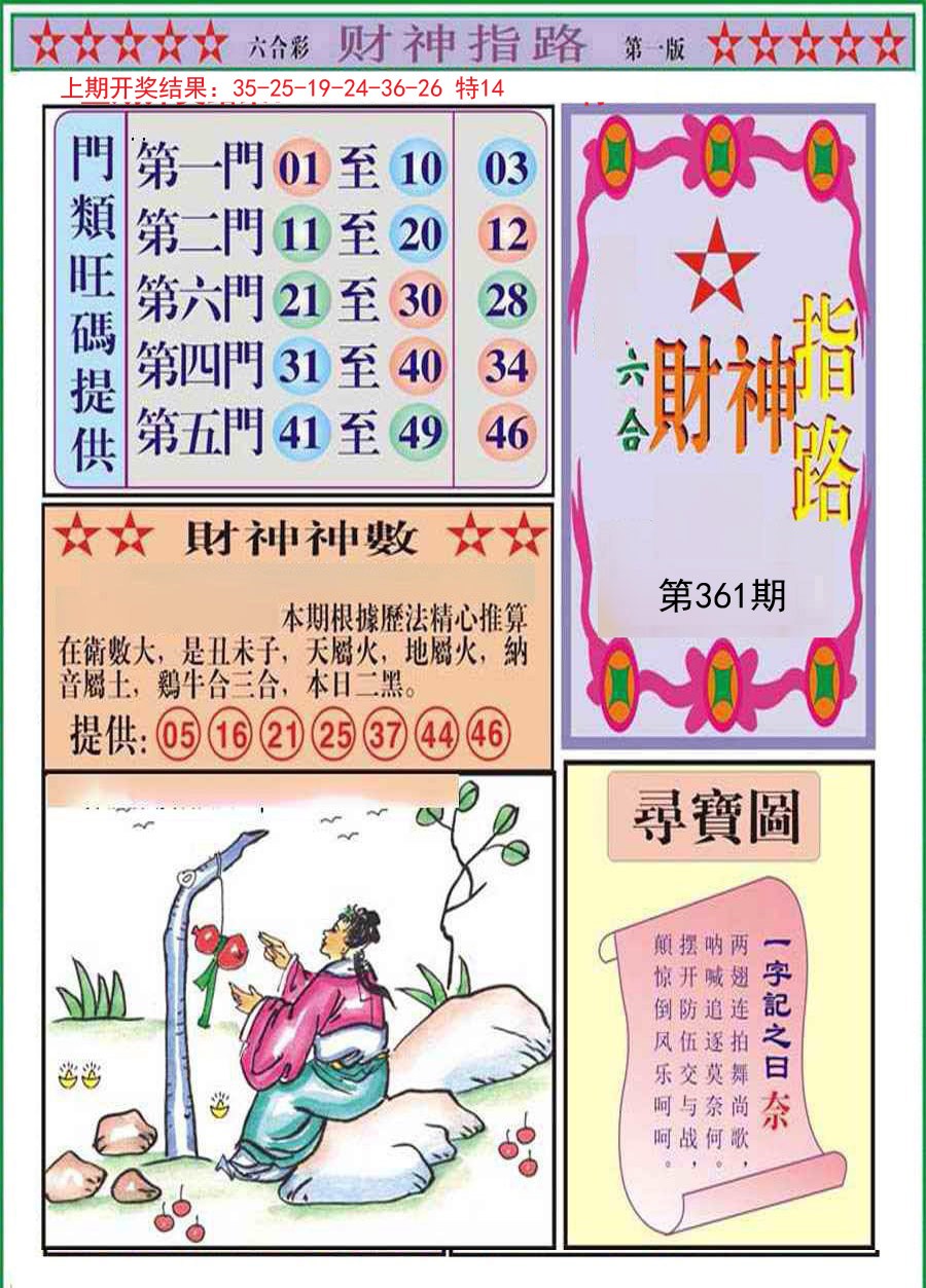 2024361期财神指路A