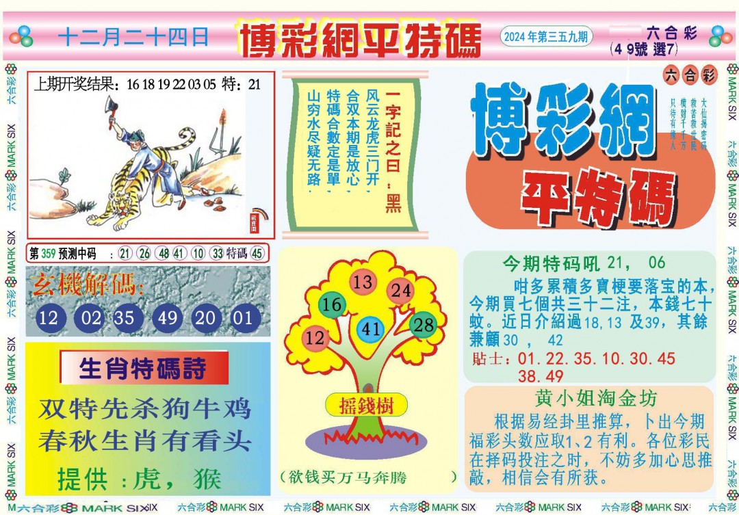 2024359期博彩网平特报