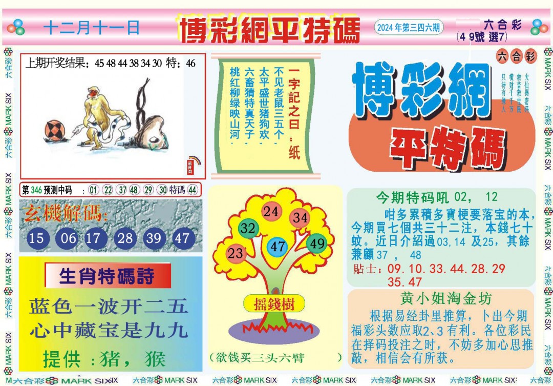 2024346期博彩网平特报