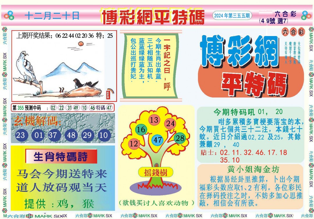 2024355期博彩网平特报