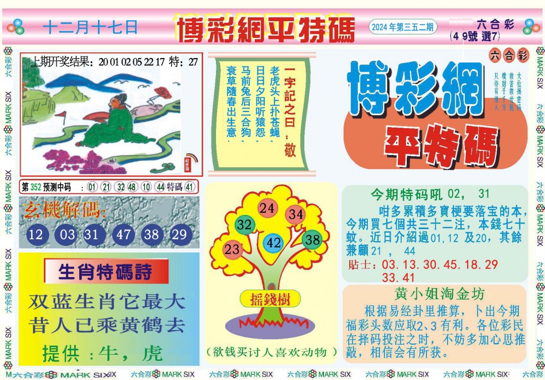 2024352期博彩网平特报