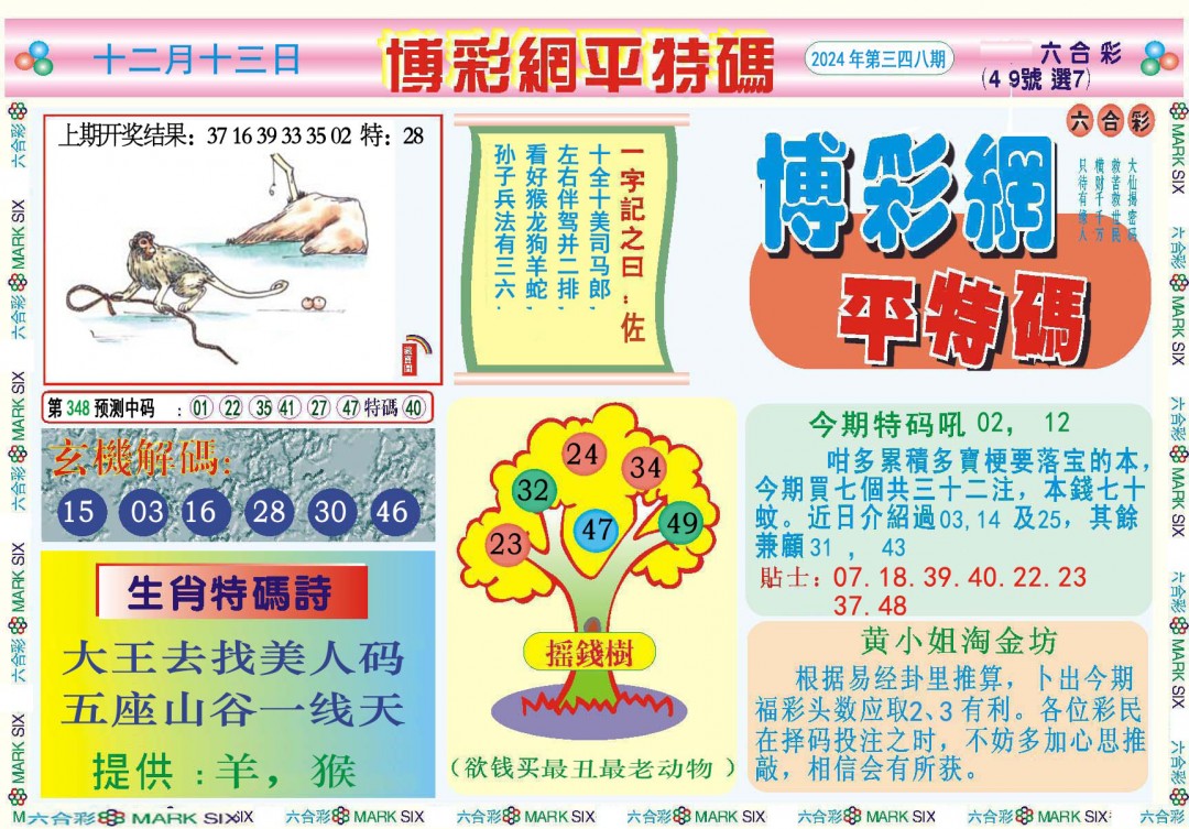2024348期博彩网平特报